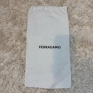SALVATORE FERRAGAMO  Logo Drawstring Dust Bag Set  15.5 X 8.5 white cotton